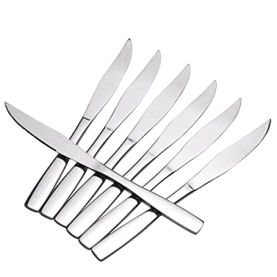Image of Callyne Steak Knives, Set of 12 Stainless Steel Kitchen Serrated Dinner Knife