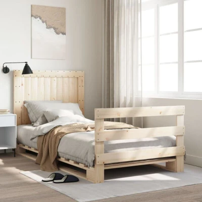Image of Vidaxl Bed Frame without Mattress with Headboard 100x200 cm Solid Wood