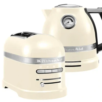 Image of KitchenAid Artisan Almond Cream 2 Slot Toaster and Kettle Set
