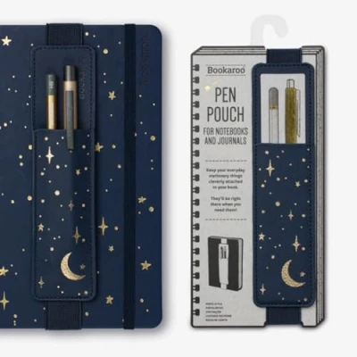 Image of IF Bookaroo Pen Pouch Moon &amp; Stars, Dark Blue/Gold