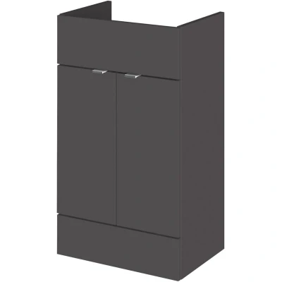 Image of Hudson Reed OFF906 Fusion Modern Bathroom Floor Standing Vanity Unit with 2 Soft Close Doors, 500mm, Gloss Grey