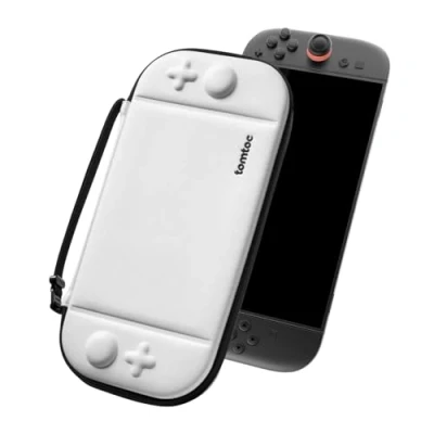 Image of tomtoc Slim Carrying Case for Nintendo Switch 2 Model 2025, Protective Portable Storage Travel Carry with 12 Game Cartridges, Hard Shell Pouch Console Original Patent , White