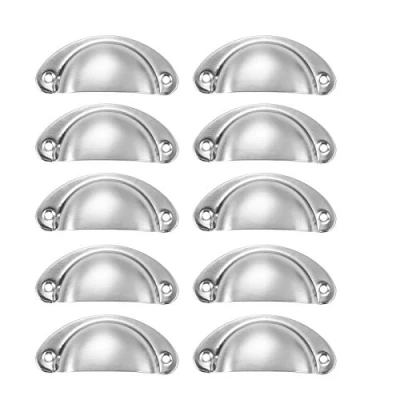Image of Yetaha Cup Cabinet Pulls, 10PCS Drawer Shell Pull Handles, 82x35mm Vintage Antique Kitchen Cupboard Pulls Furniture Knob, Suitable for Dresser, Door (Chromium White)