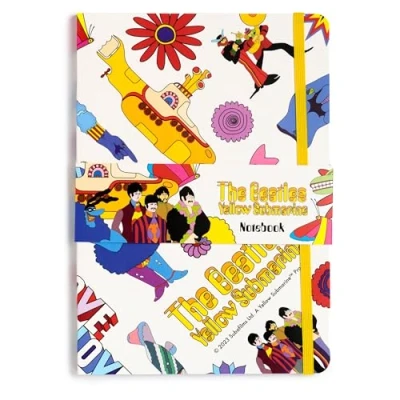 Image of Puckator The Beatles Yellow Submarine White Recycled Paper A5 Notebook School Teacher Student Homework Study Planner Notepad Collage University Essentials Journals Planners Jotter Uni Gifts