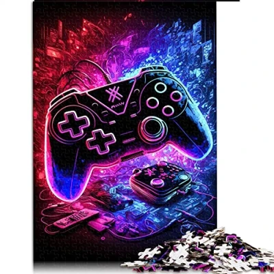 Image of 1000 Piece Jigsaw Puzzle Gaming neon puzzles for Adults Kids Cardboard Toy Intellectual Game （Size 26x38cm）