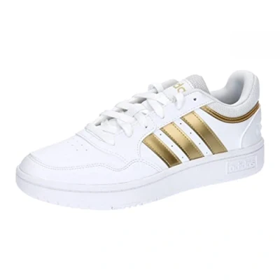 Image of adidas Women&#039;s Hoops 3.0 Low Classic Basketball Sneaker, FTWWHT/FTWWHT/MAGOLD, 7 UK