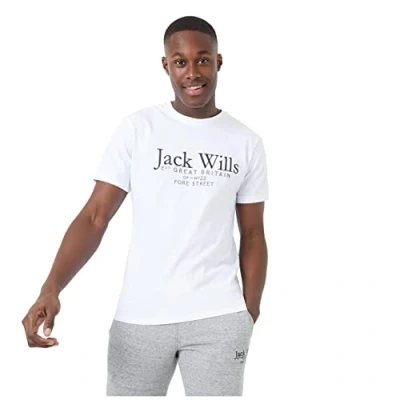 Image of Jack Wills Mens Carnaby Logo T Shirt Regular Fit Crew Neck White S