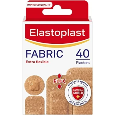 Image of Elastoplast Extra Flexible Fabric Plaster Strips (10 x 40 Pieces), Plasters, Breathable Large Plasters