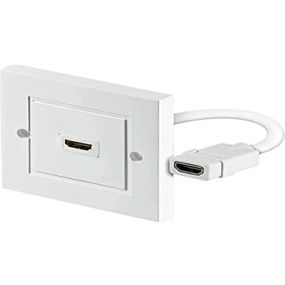 Image of PremiumCord HDMI Wall Socket, Socket Female, Length of Cable 17 cm, Gold Plated Connectors, White