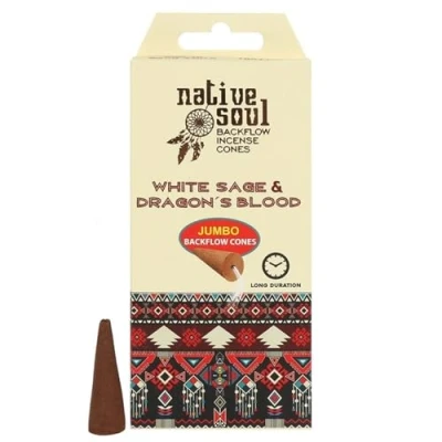 Image of Native Soul White Sage &amp; Dragon&#039;s Blood Backflow Incense Cones