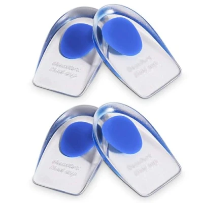 Image of 2 Pairs Gel Heel Cups, Silicone Cup Pads for Plantar Fasciitis, Spur &amp; Achilles Pain, Cups and Cushions Absorbing Support (L)
