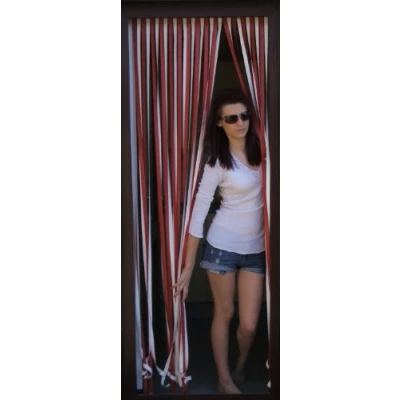 Image of Heavy Duty Bug Blind,Strip Blind/Fly Blind 90cm wide RED &amp; WHITE Complete With Screw In Fitting Hooks For Wooden Door frames