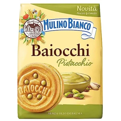 Image of MULINO BIANCO Baiocchi Shortbread cookies, biscuits with pistachio filling 240g (Pistachio, x1)