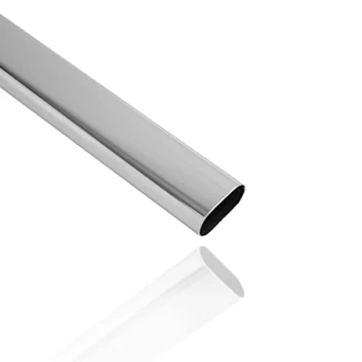 Image of EAI Polished Chrome Tube Pole Wardrobe Rail Oval for Clothes Hanging (25 x 2500mm)