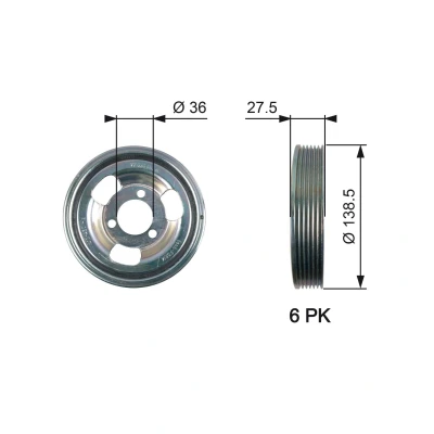 Image of 0515T2, 98043479, 9804347980, V7638551, V763855180 Crankshaft Pulley GATES TVD1117 138,5mm without accessories PowerGrip BMW: 1 Hatchback, 3 Saloon