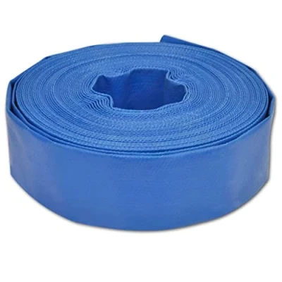 Image of vidaXL Flat Hose 25m, PVC and Polyester Construction, Versatile Irrigation &amp; Pump Hose, High Pressure Water Transport, Smooth Lining, Easy Storage, 1.5&quot; Diameter, Blue
