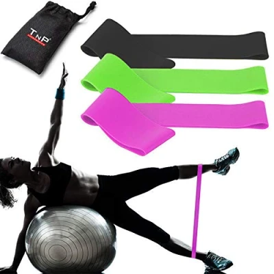 Image of TnP Distribution Resistance Bands Flexbands Set of 3 Glutes Thigh Exercise Legs and Butt Loop Glute Pilates Training Fitness Stretching Therapy