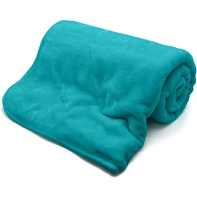 Image of Night Zone Luxury Faux Fur Mink Fleece Throw Over Sofa Bed Soft Warm Blanket (Teal, King (200 x 240 cm))
