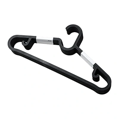 Image of SPRUTTIG Pack of 10 Black Plastic Hangers Hook and Bar Fixed IKEA