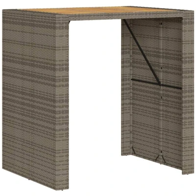 Image of vidaXL Garden Bar Table with Acacia Wood Top Grey 105x80x110 cm Poly Rattan