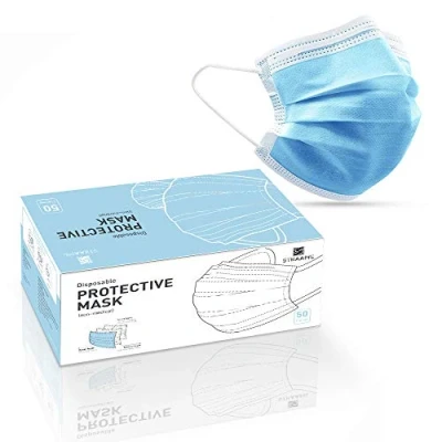 Image of Straame 3 Ply Disposable Face Mask for General Use, Dustproof, Breathable Covering Protection with Flexible Design, Non Reusable Multi Layer (Pack 100)