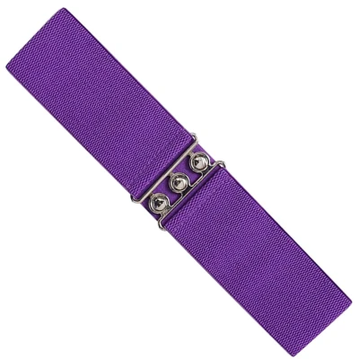 Image of 989Zé ENZO Womens Elasticated Stretch BELTS Wide Ladies Elastic Stretchy Belt for All Waist Sizes EZ 12 PURPLE M