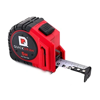 Image of 5M (Metric) QUICKDRAW PRO Self Marking Tape Measure 1st Measuring with a Built in Pencil Contractor Grade Steel Power Locking Ruler