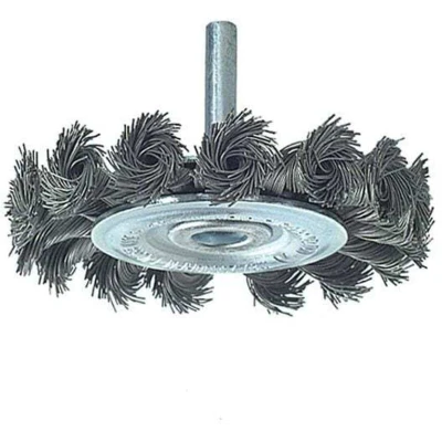 Image of Lessmann Knotted Wheel Brush with Shank 75 x 12mm, 0.50 Steel Wire Carded LES41719807