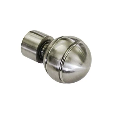 Image of Gardinia Ball, 2 x end Piece, Metal, Stainless Steel Look, for Curtain Technology, Diameter, Ø 19 mm