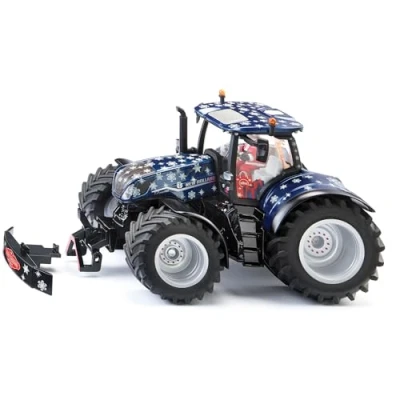 Image of siku 3223, Christmas Tractor New Holland T7.340 HD, 1:32, Metal/Plastic, Blue/White, Incl. Santa Claus Driver, Trailer Coupling, Openable Bonnet