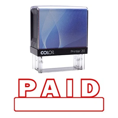 Image of Paid Self Inking Rubber Stamp Red Ink Office Use Colop Stamper