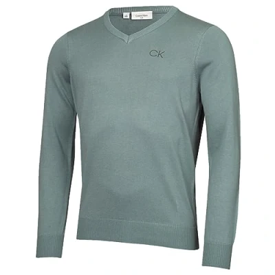 Image of Calvin Klein Mens V Neck Tour Golf Sweater Sage XXXL