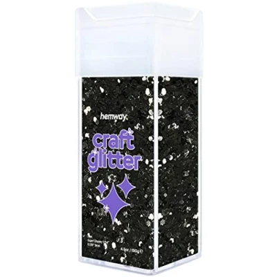 Image of Glitter for Craft Shaker Black Resin Tumblers Cards Christmas Jewellery Candle Super Chunky Nail Face Cosmetic 110g / 3.9oz
