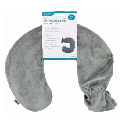 Image of Ashley Neck Hot Water Bottle With Cover Grey