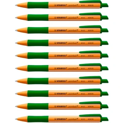 Image of Ballpoint Pen STABILO pointball Pack of 10 Green