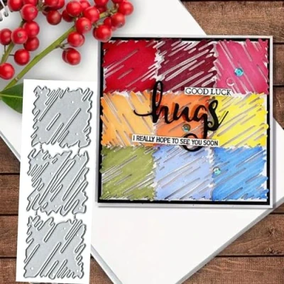 Image of 3pcs Painted Background Metal Die Cuts for Card Making,Square Frame Cutting Dies Cut Stencils DIY Scrapbooking Album Decorative Embossing Paper Craft