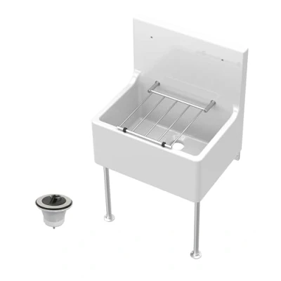 Image of Traditional Fireclay Cleaner Sink with Waste and Legs 515 x 535 393mm