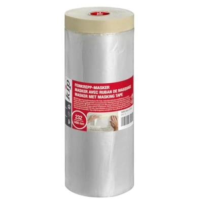 Image of Kip Drop Cloths Pre Taped Painters Masking Film 1400mm x 33m, Masker Tape with Plastic Sheet, Drape for Spraying, Covering, Suitable Decorating