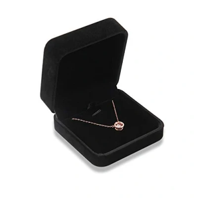 Image of Bujingyun Velvet Necklace Pendant Bracelet Display Box Jewelry Gift Boxes (Black Color)