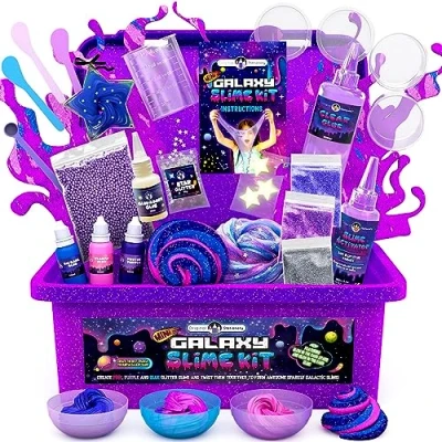 Image of Original Stationery Mini Galaxy Slime Kit, Galactic Set with Glow In The Dark Glue and Glitter, Amazing Gift Ideas for Girls