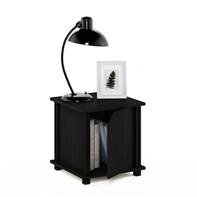 Image of Furinno End, Side Table, Nightstand with Storage, Engineered Wood, Espresso/Black, 1 Pack