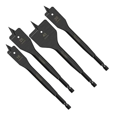 Image of 4 x SabreCut SCRIWK1 16mm 20mm 25mm 40mm 152mm Impact Rated Flat Wood Spade Bits Compatible with Bosch Dewalt Makita Milwaukee and Many Others