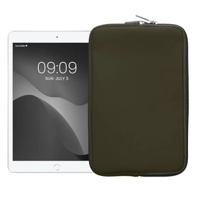 Image of kwmobile Neoprene Pouch Compatible with 8&quot; 8,4&quot; Tablet Universal Sleeve Case Cover Zipper for Dark Green