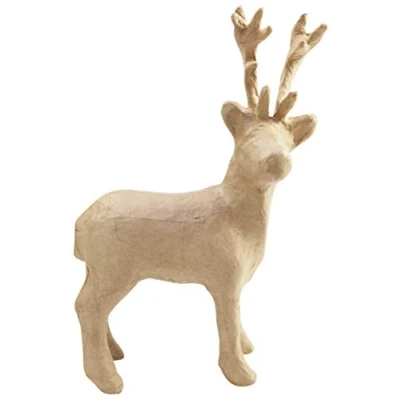 Image of Décopatch Ref SA207C Reindeer Papier Maché Object to Decorate 7x16.5x26.5cm with Papers &amp; PaperPatch Glue, Glitter, Paints