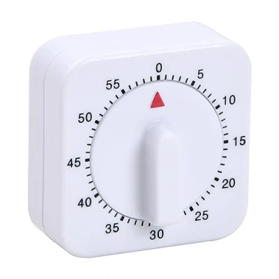 Image of Wisebom Kitchen Timer, Adjustable 60 Minute Mechanical Timer for Home Baking Tool, Egg 1 Hour White Square Alarm Reminder, Short term Countdown Chef Teachers Kids
