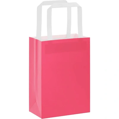 Image of vidaXL Paper Bags 250 pcs with Handles Pink 15x8x21 cm