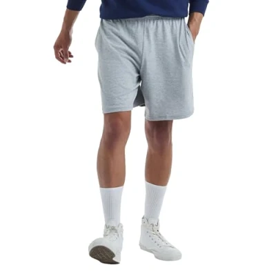 Image of Hanes Men&#039;s Jersey Short with Pockets, Light Steel, XXX Large