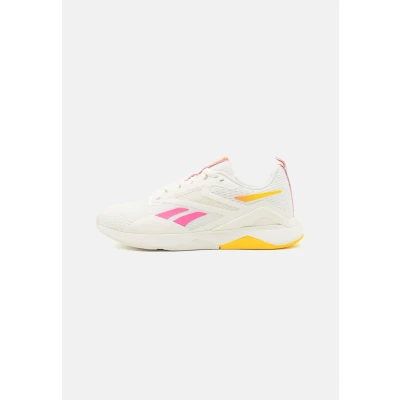 Image of Reebok Nanoflex TR 2 Training shoe, Women&#039;s, Size: 105, Chalk/true pink/golden haze shoes