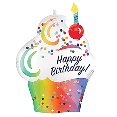 Image of Amscan 4125101 S/Shape: Rainbow Ombre Cupcake
