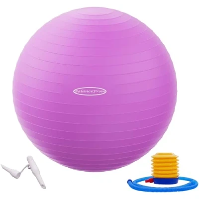 Image of BalanceFrom Anti Burst and Slip Resistant Exercise Ball Yoga Fitness Birthing with Quick Pump, 2,000 Pound Capacity (48 55cm, M, Purple)